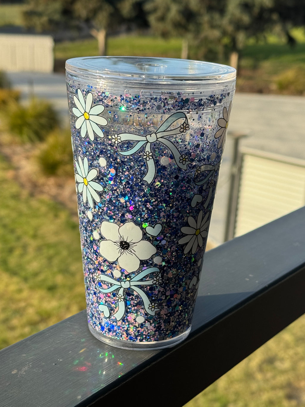 Blue and White Snow Globe - Acrylic 20 oz Stadium