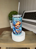 Miss Blue Highland Cow - 16 oz Acrylic